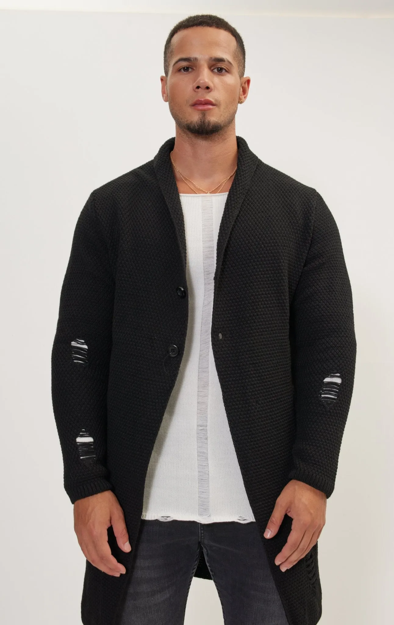 Distorted Knitted Cardigan - Black