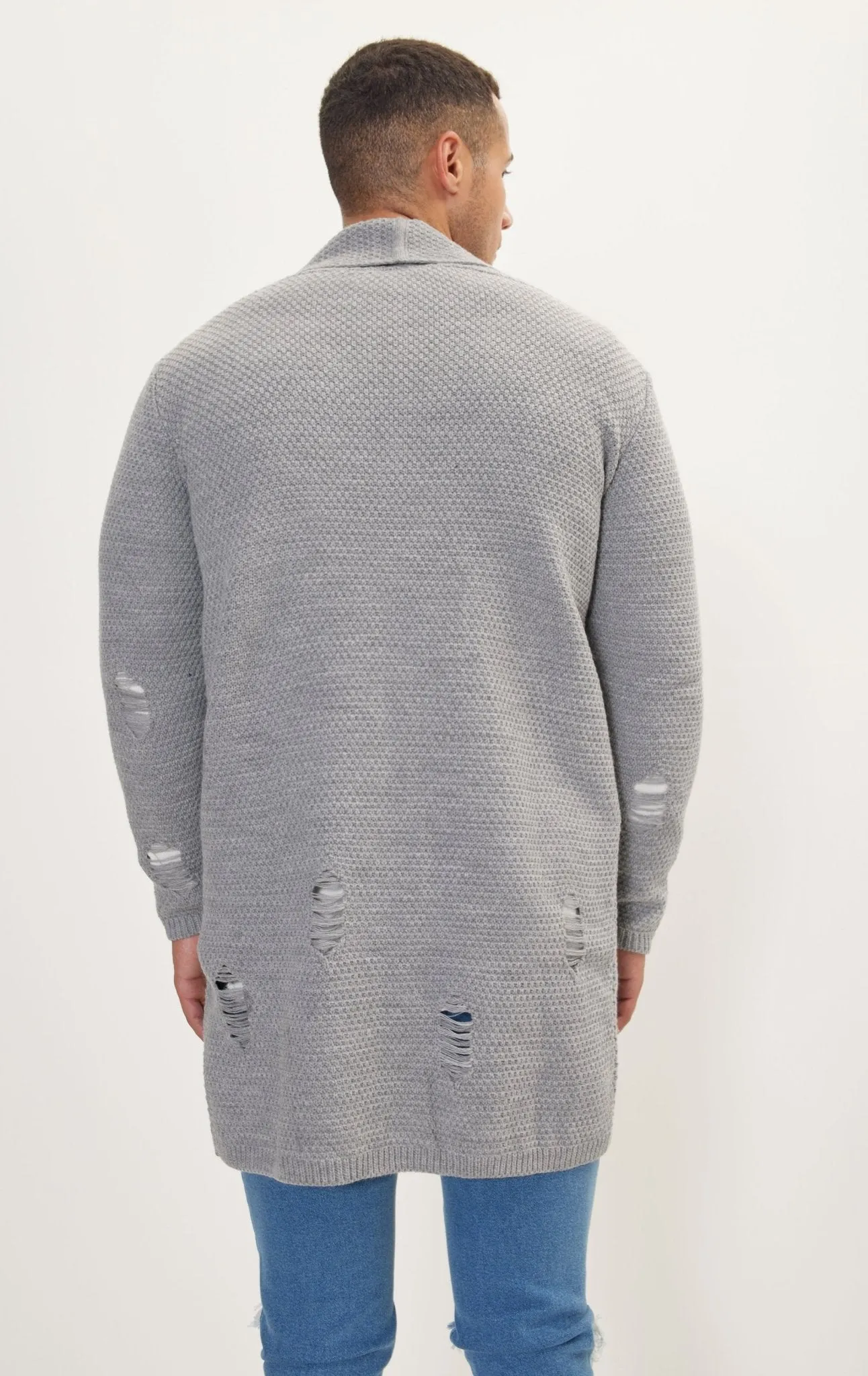 Distorted Knitted Cardigan - Grey