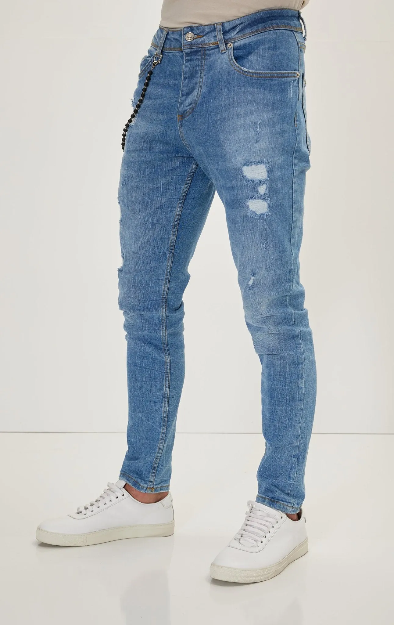 Distorted Slim Fit  Jeans - Dark Blue