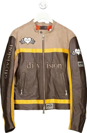 (di)vision Brown Leather Racing Jacket UK XS