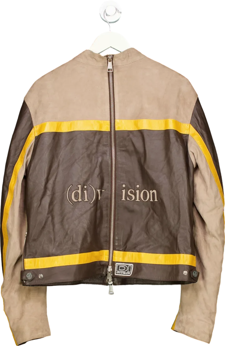 (di)vision Brown Leather Racing Jacket UK XS