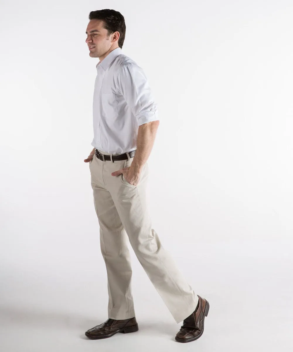 'Dylan' Flat Front, Self-Sizer Cotton Chino Tall Men's Pants - 3 Colors Available - FINAL SALE