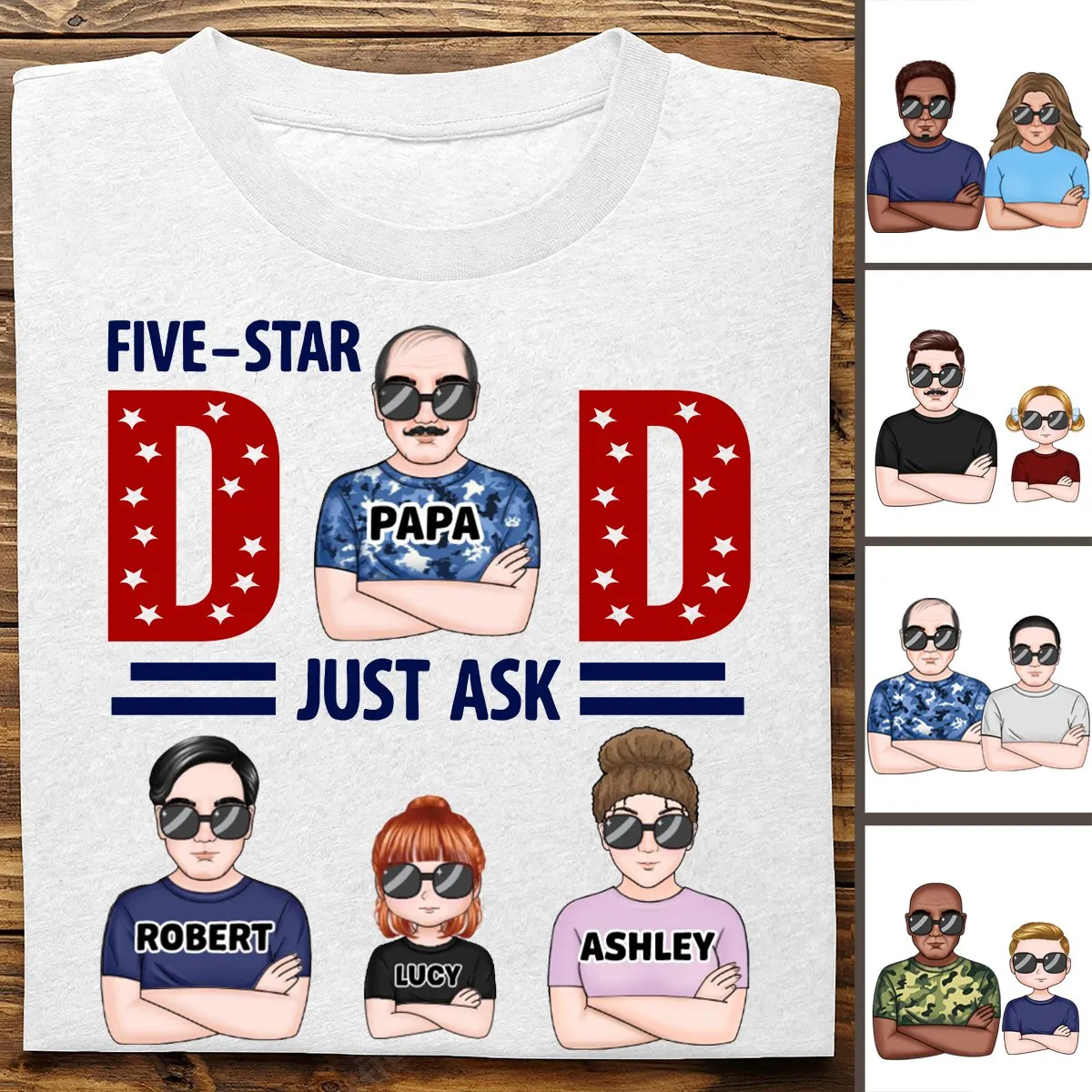 Father's Day - Five Star Dad Just Ask - Personalized T-shirt