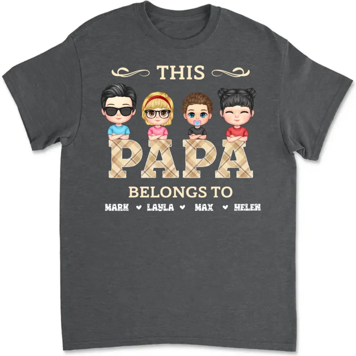 Father's Day- Vintage Papa Title - Personalized T-Shirt (TB)