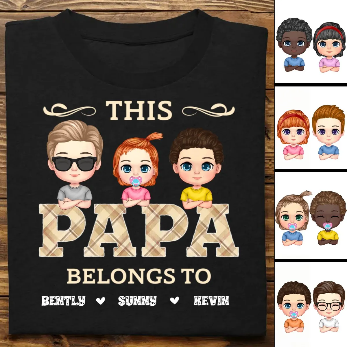 Father's Day- Vintage Papa Title - Personalized T-Shirt (TB)