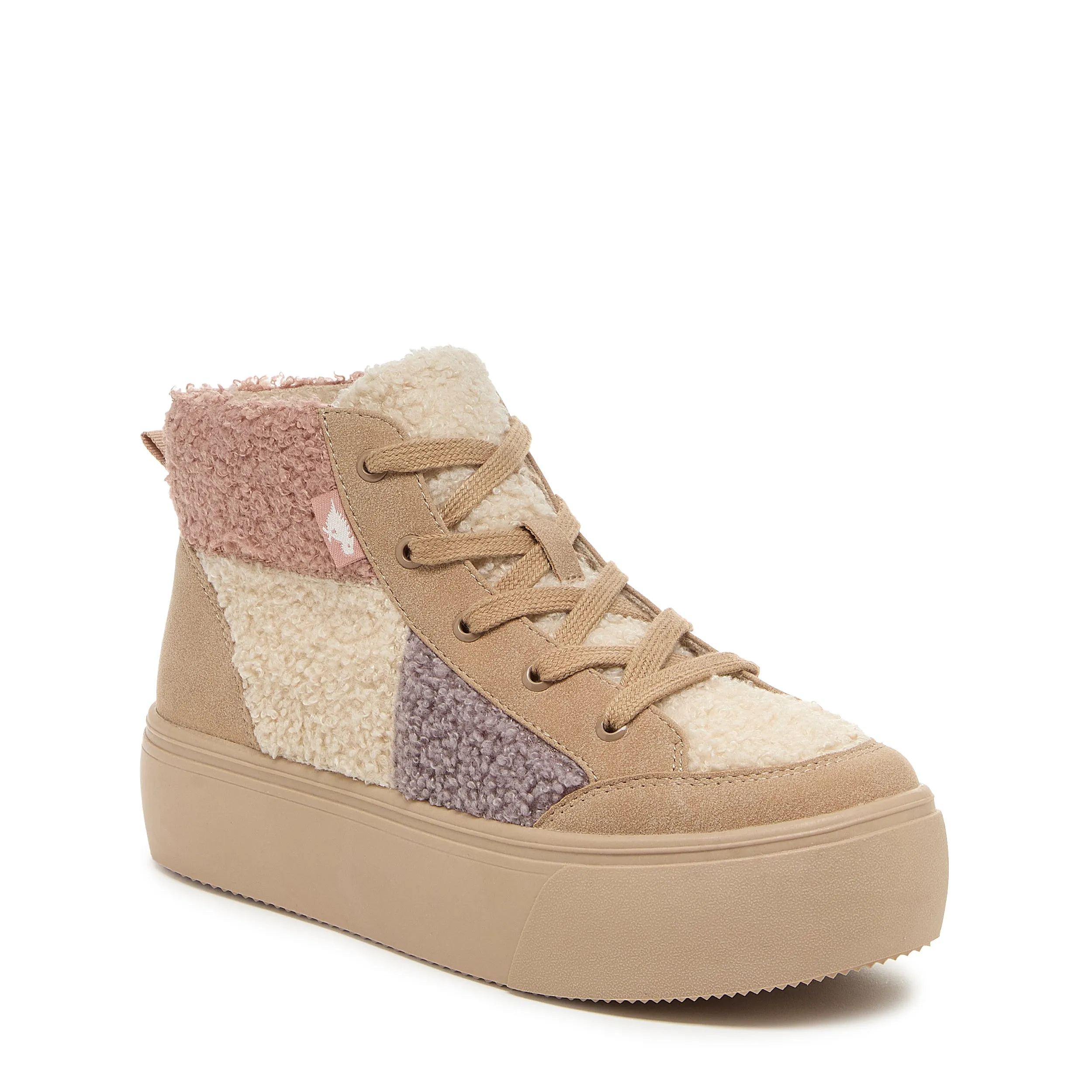 Flair Natural Faux Fur High-top Trainers