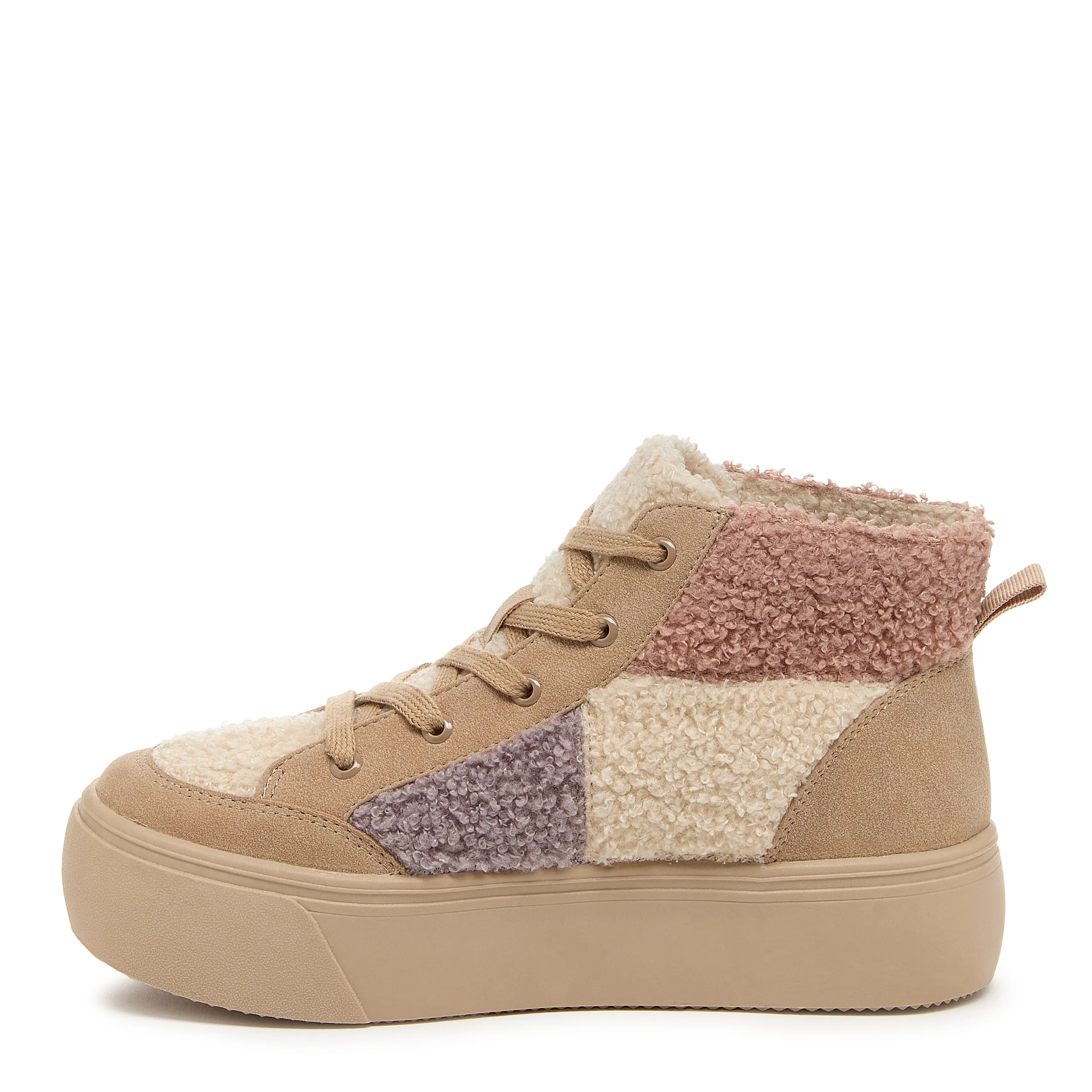 Flair Natural Faux Fur High-top Trainers