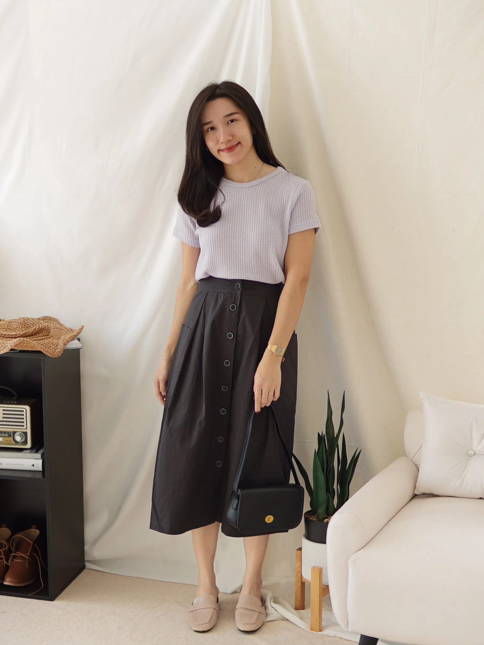 FLARE BUTTON CARGO SKIRT