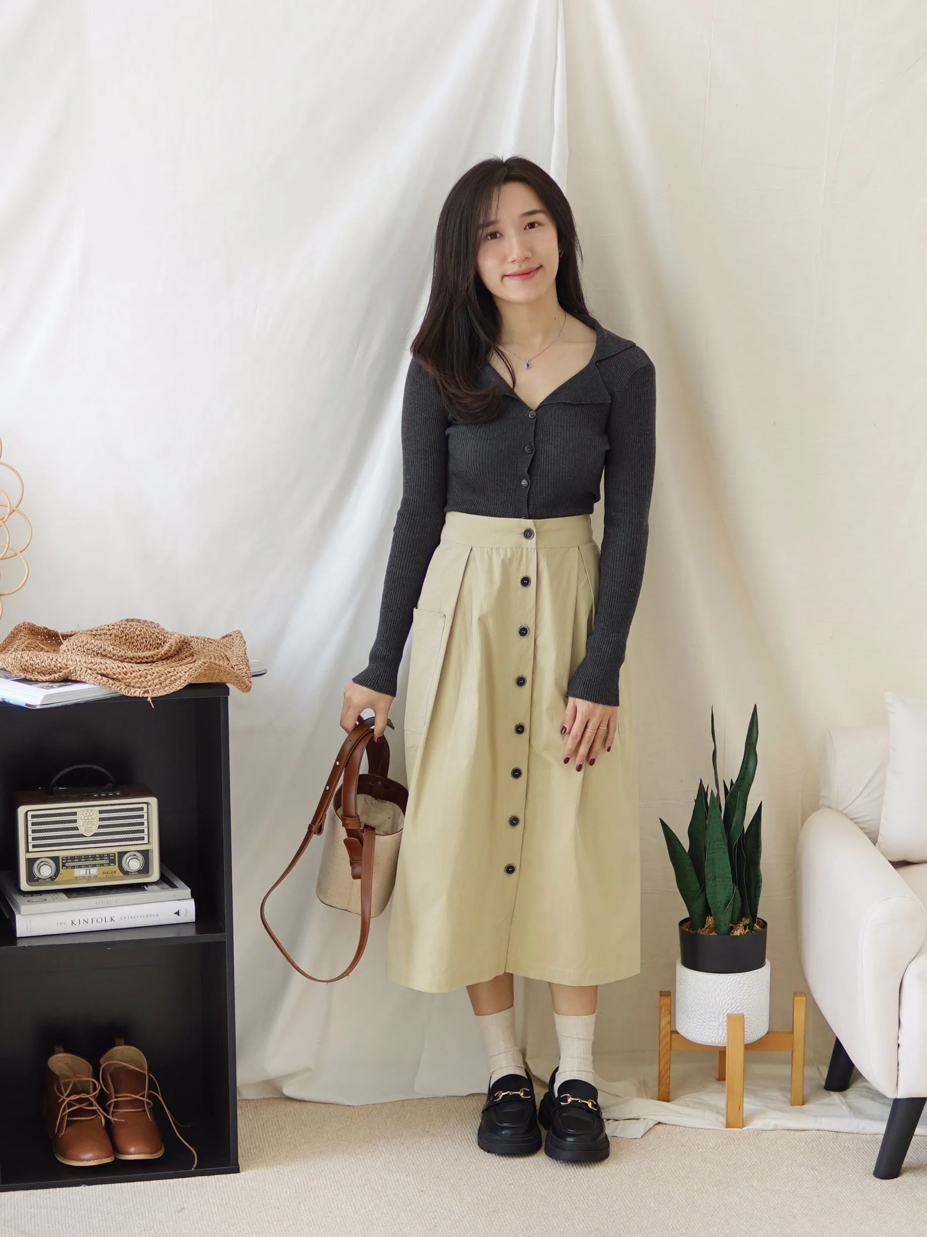 FLARE BUTTON CARGO SKIRT