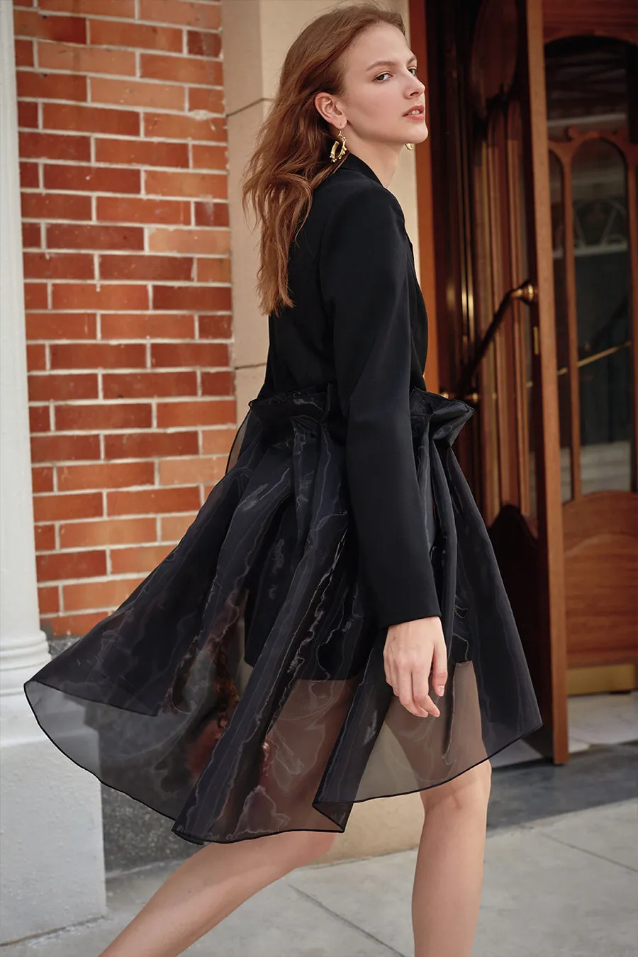 French elegant irregular organza suit skirt