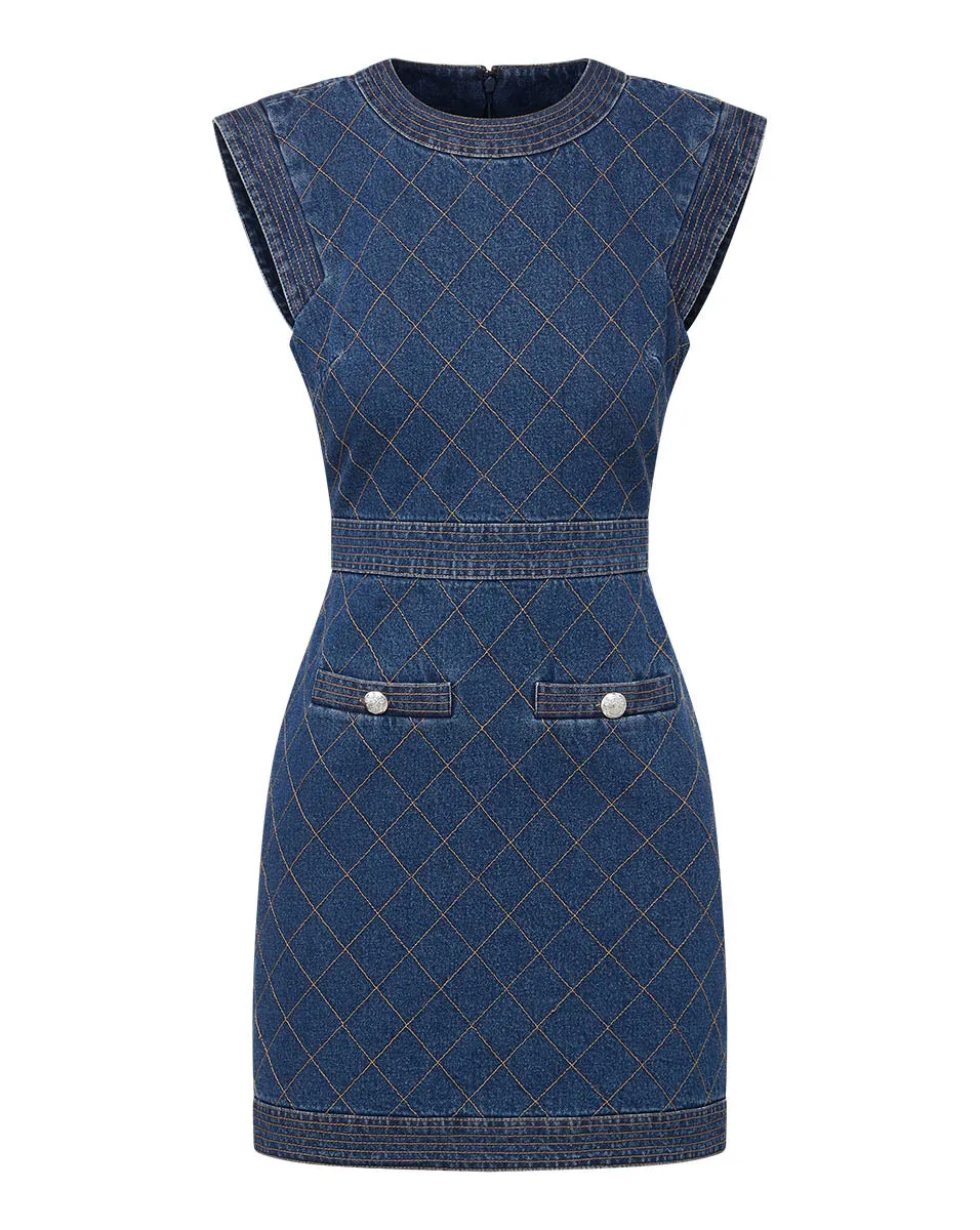 Ginny Quilted Denim Dress