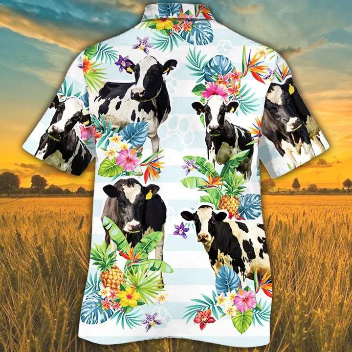 Holstein Friesian Flower Hawaiian shirts for men, women, Cow Lovers Tropical Flower Hawaiian Shirt