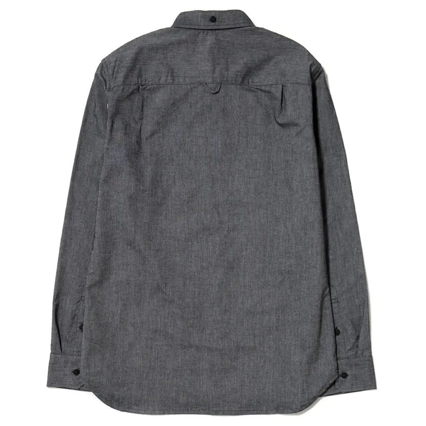 {ie Panel Sleeve Oxford Shirt Black / LT Blue