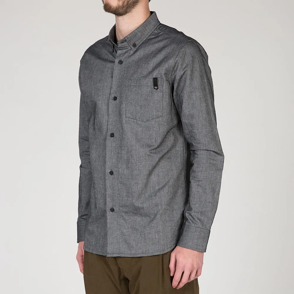 {ie Panel Sleeve Oxford Shirt Black / LT Blue