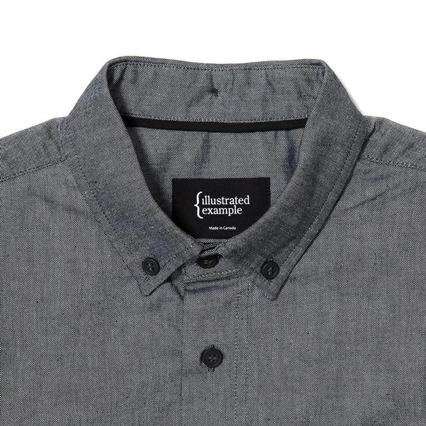 {ie Panel Sleeve Oxford Shirt Black / LT Blue