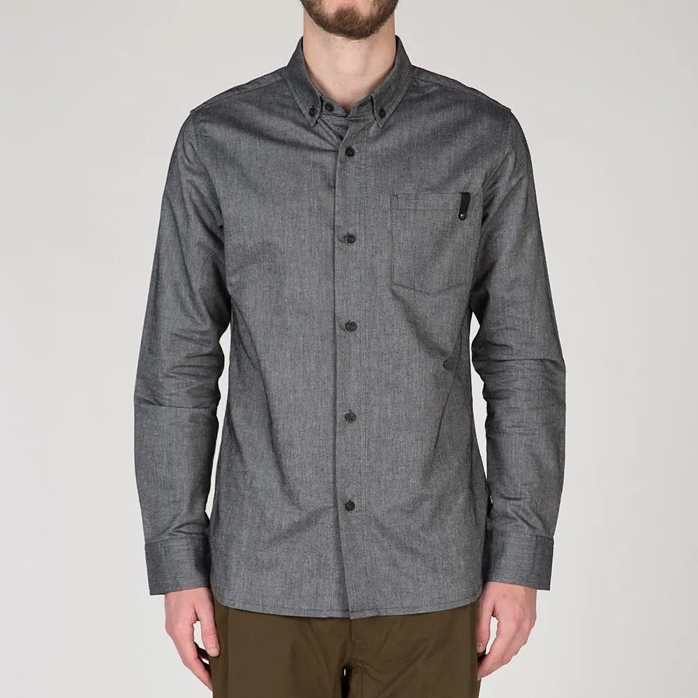 {ie Panel Sleeve Oxford Shirt Black / LT Blue