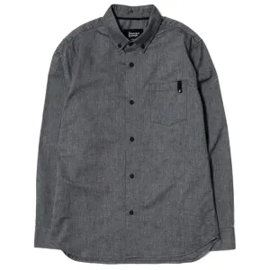 {ie Panel Sleeve Oxford Shirt Black / LT Blue