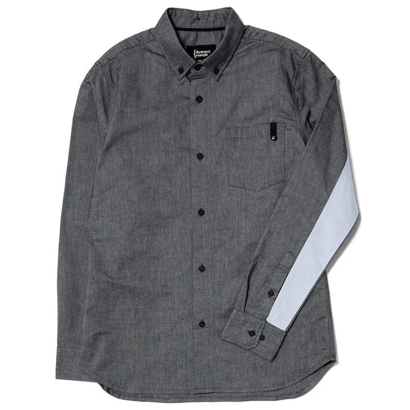 {ie Panel Sleeve Oxford Shirt Black / LT Blue