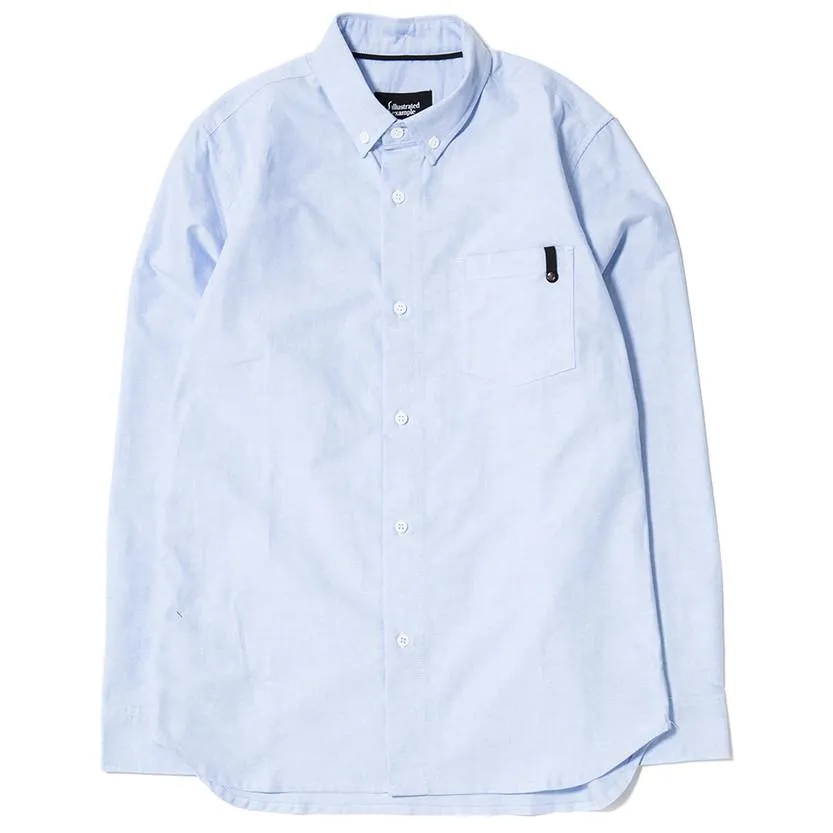 {ie Panel Sleeve Oxford Shirt LT Blue / White