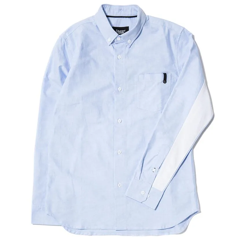 {ie Panel Sleeve Oxford Shirt LT Blue / White