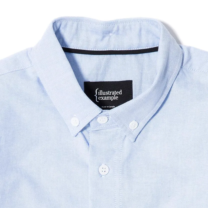 {ie Panel Sleeve Oxford Shirt LT Blue / White