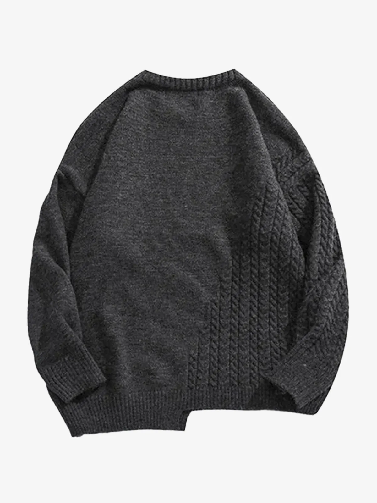 Irregular Twist Ribbed Trim Knitted Sweater