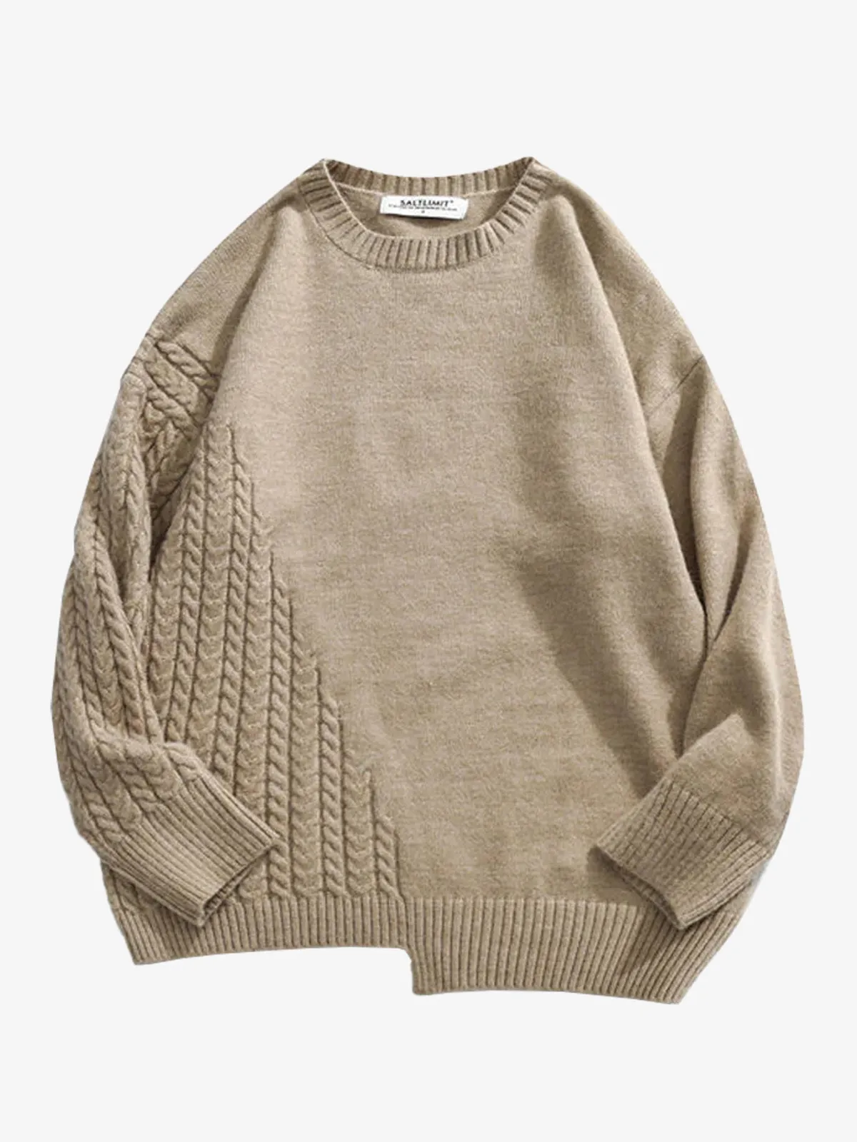 Irregular Twist Ribbed Trim Knitted Sweater