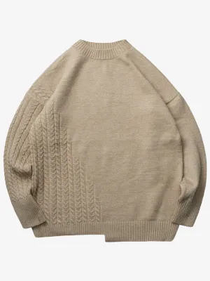 Irregular Twist Ribbed Trim Knitted Sweater