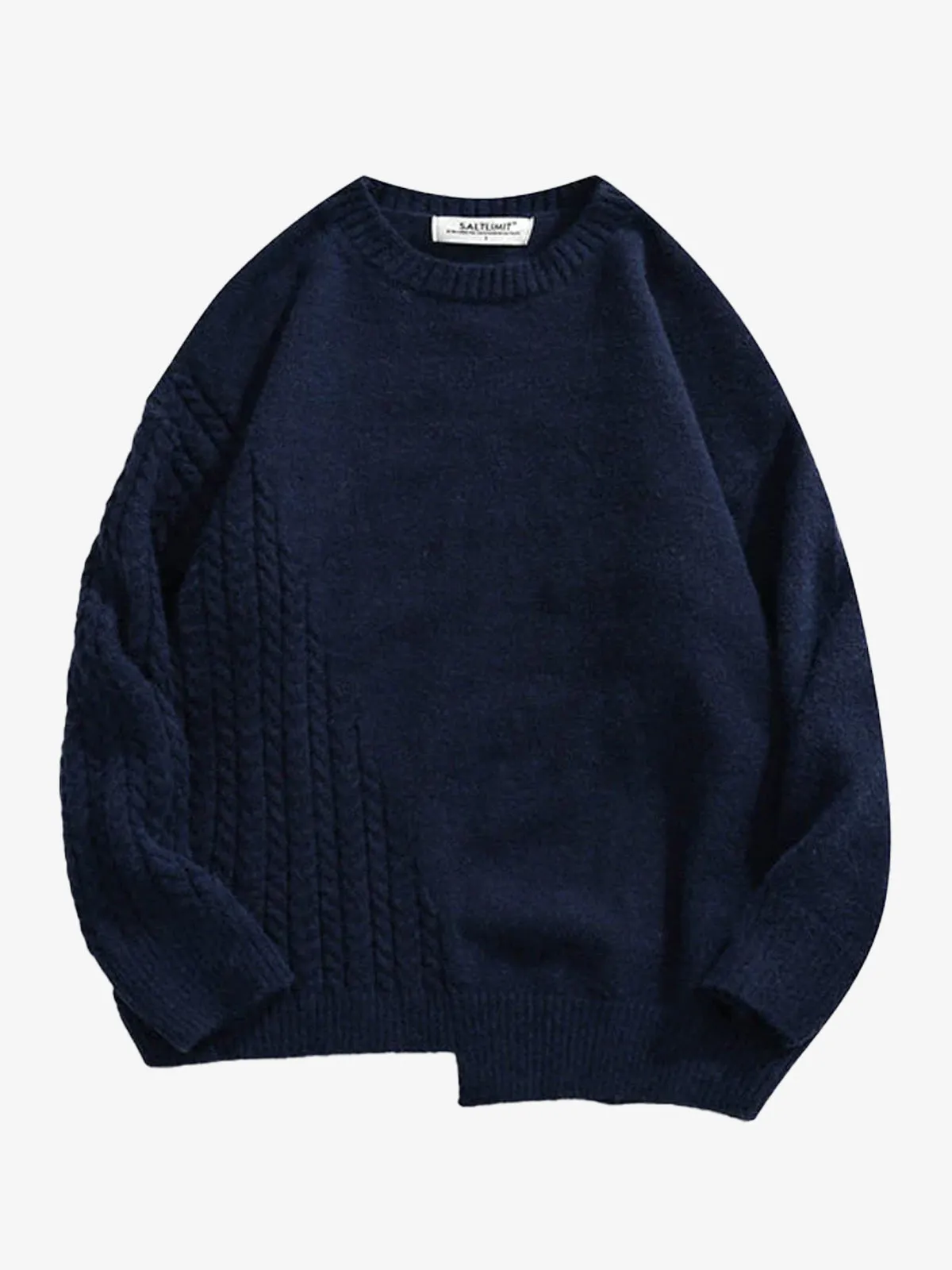 Irregular Twist Ribbed Trim Knitted Sweater