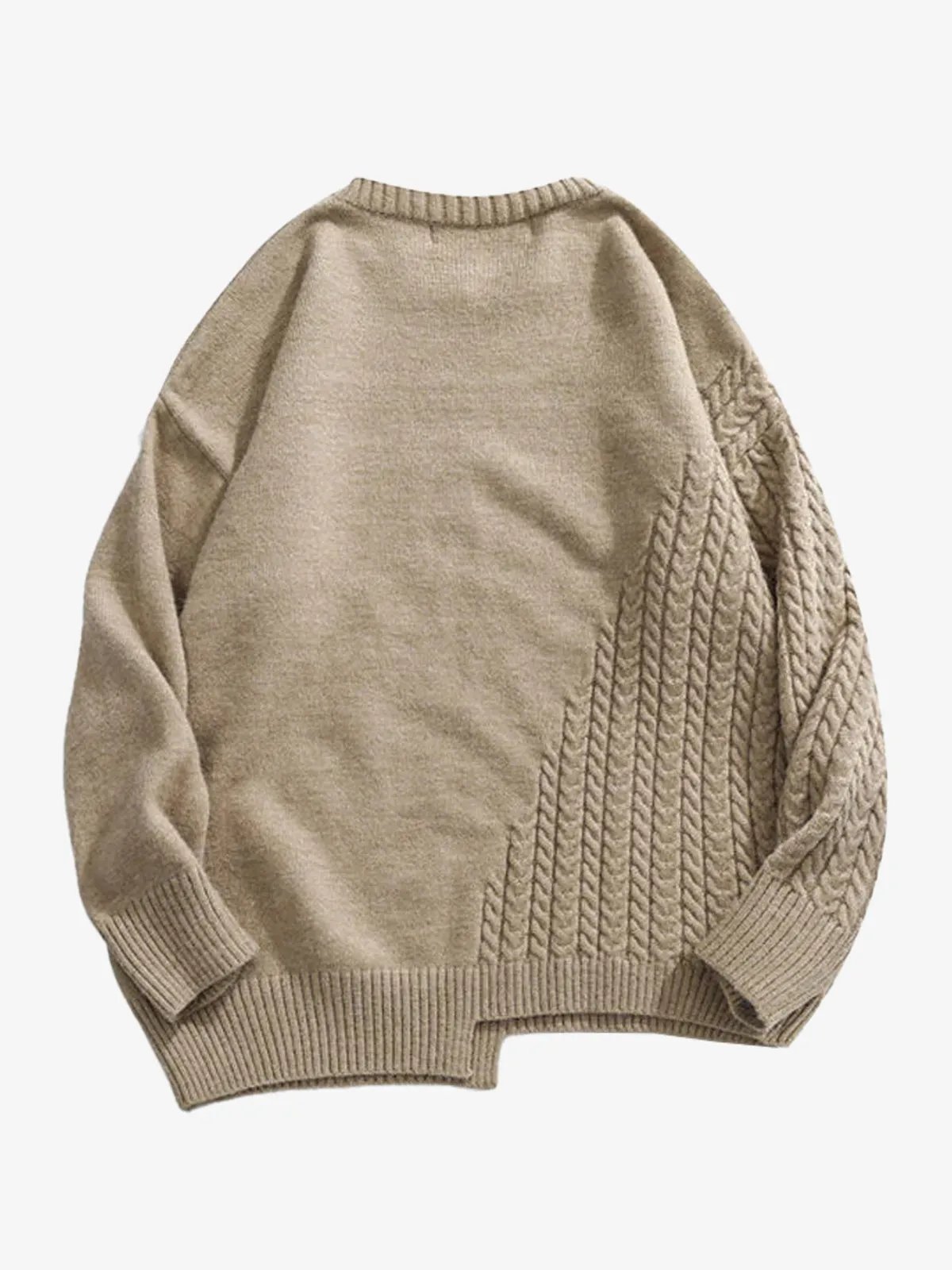 Irregular Twist Ribbed Trim Knitted Sweater