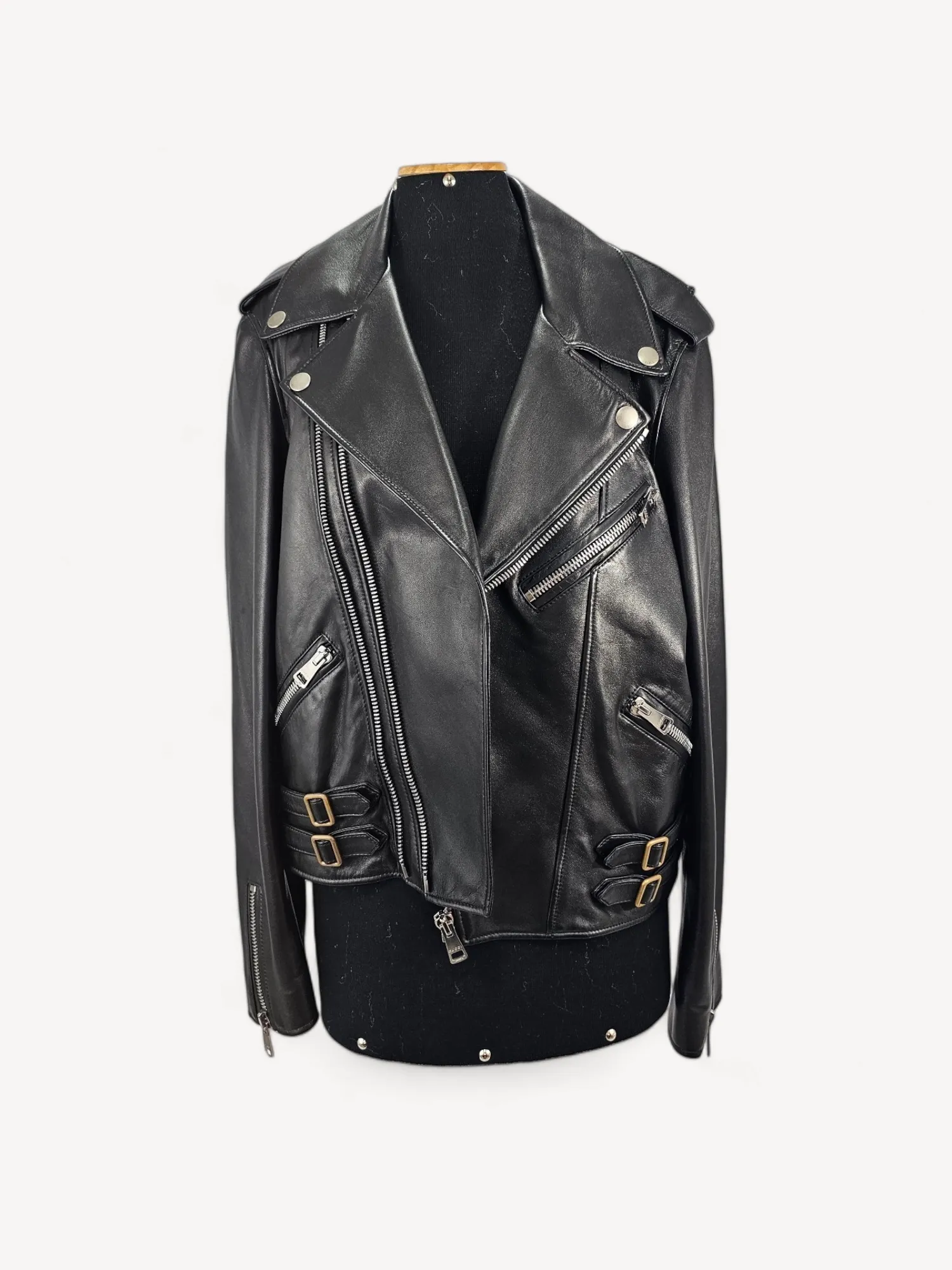 Jaqueta Gucci Women Leather Biker Black