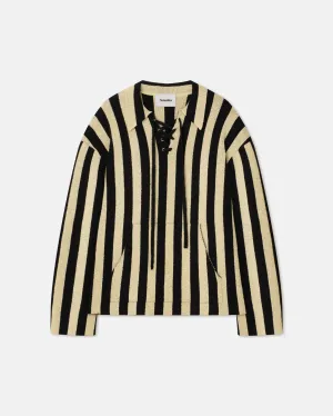 Jorrit - Striped Terry-Knit Sweater - Black/Pale Yellow