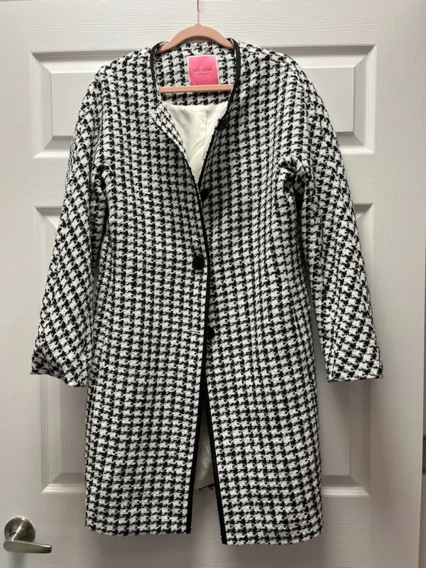 Kate Spade Houndstooth Coat Sz M