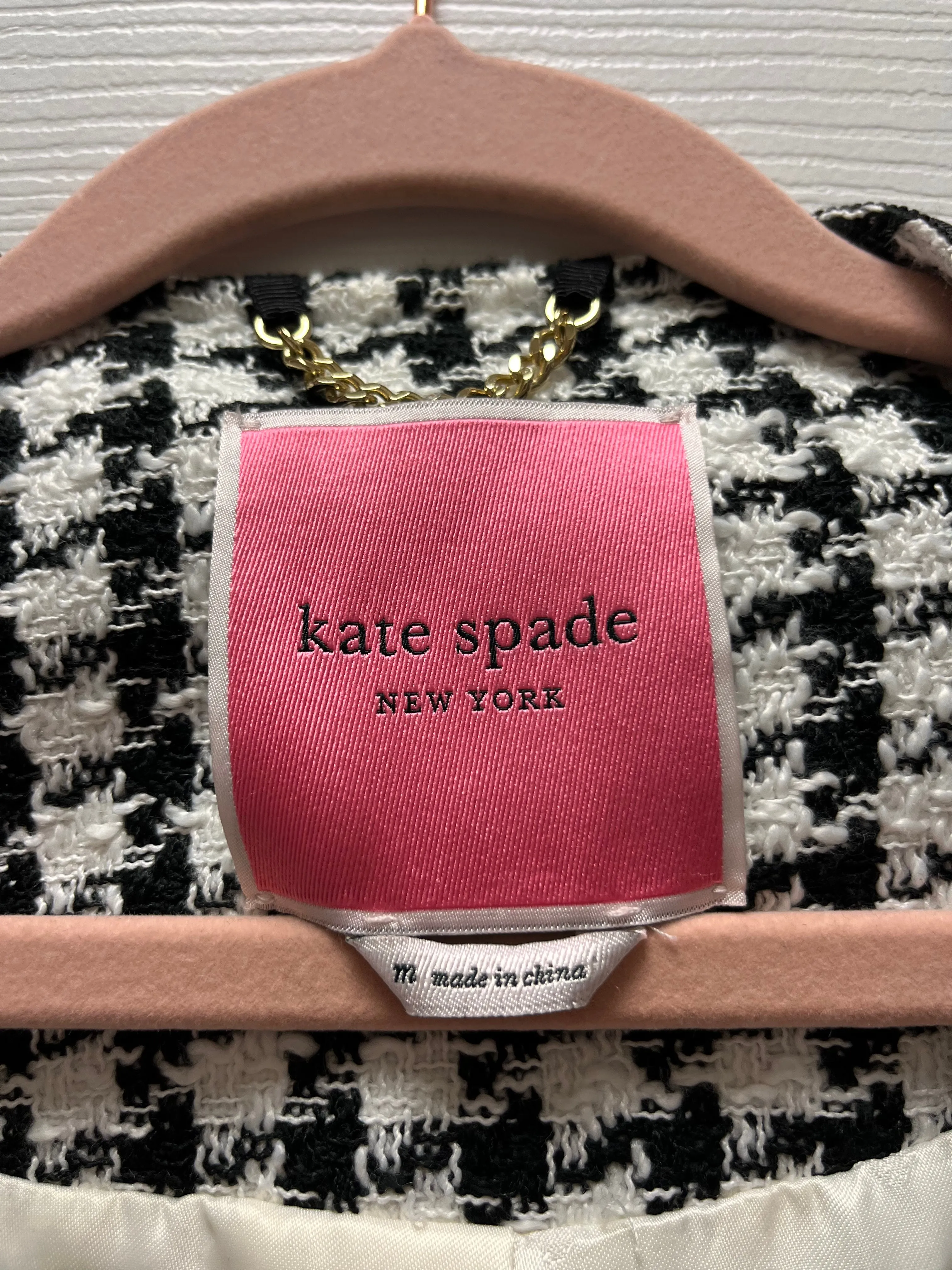 Kate Spade Houndstooth Coat Sz M