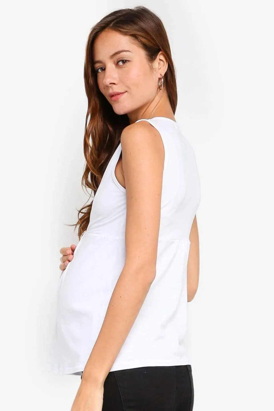 Knitted Sleeveless Alexandra Empire Nursing Top White