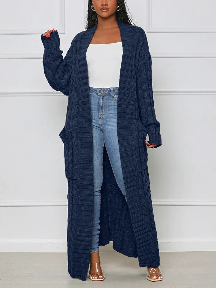 Knitted Solid Graceful Open Front Cardigan