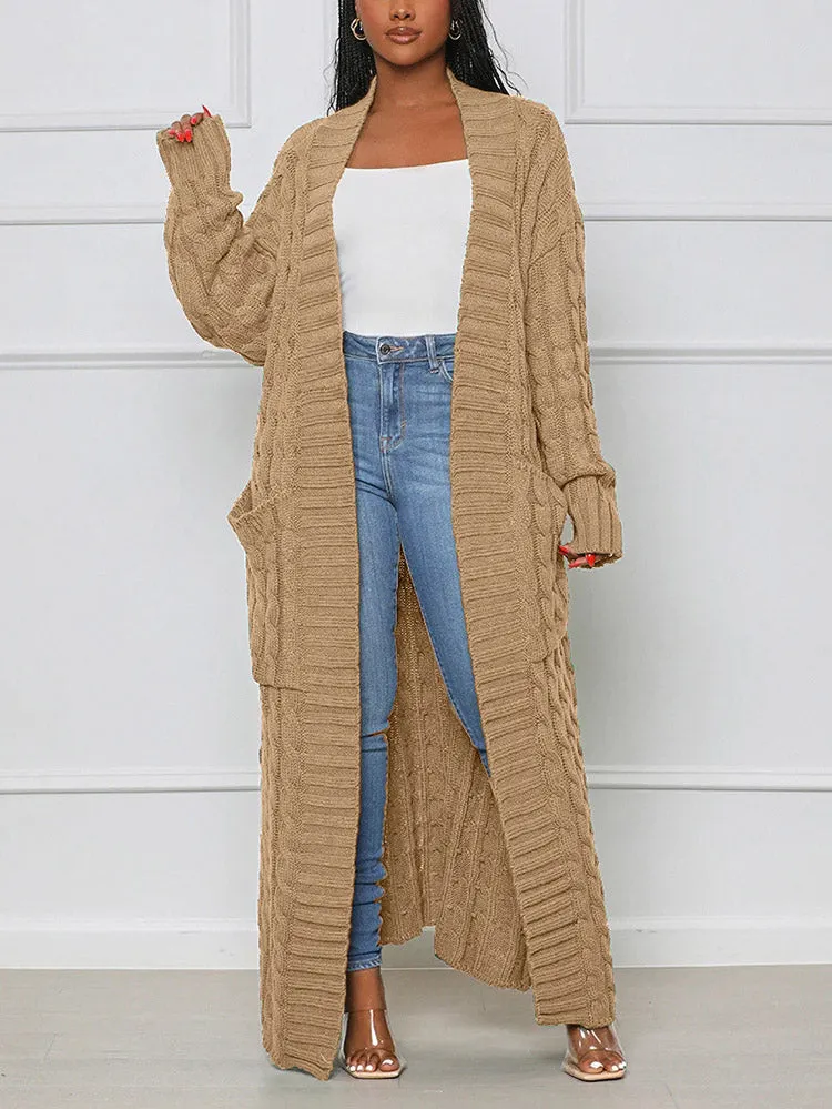 Knitted Solid Graceful Open Front Cardigan