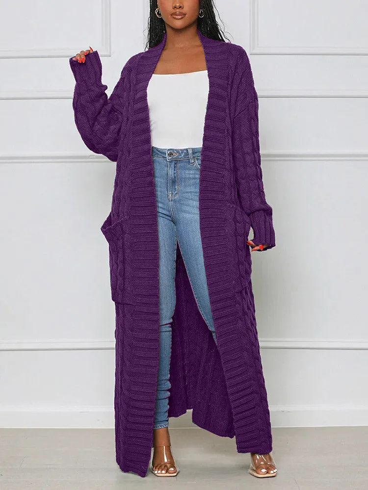 Knitted Solid Graceful Open Front Cardigan