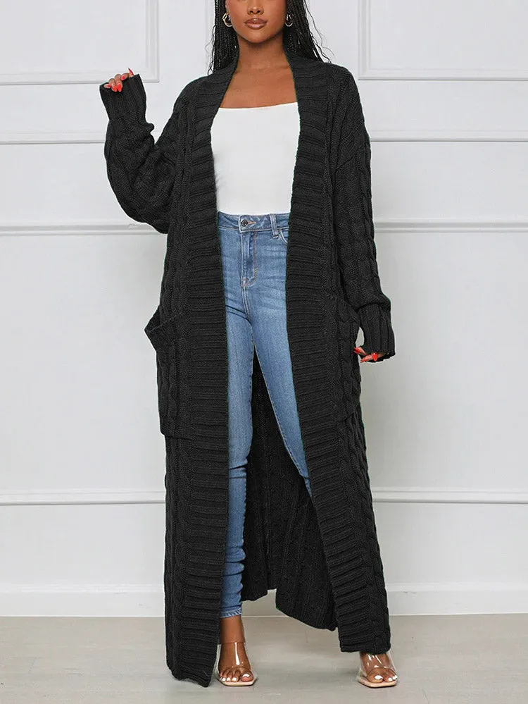 Knitted Solid Graceful Open Front Cardigan