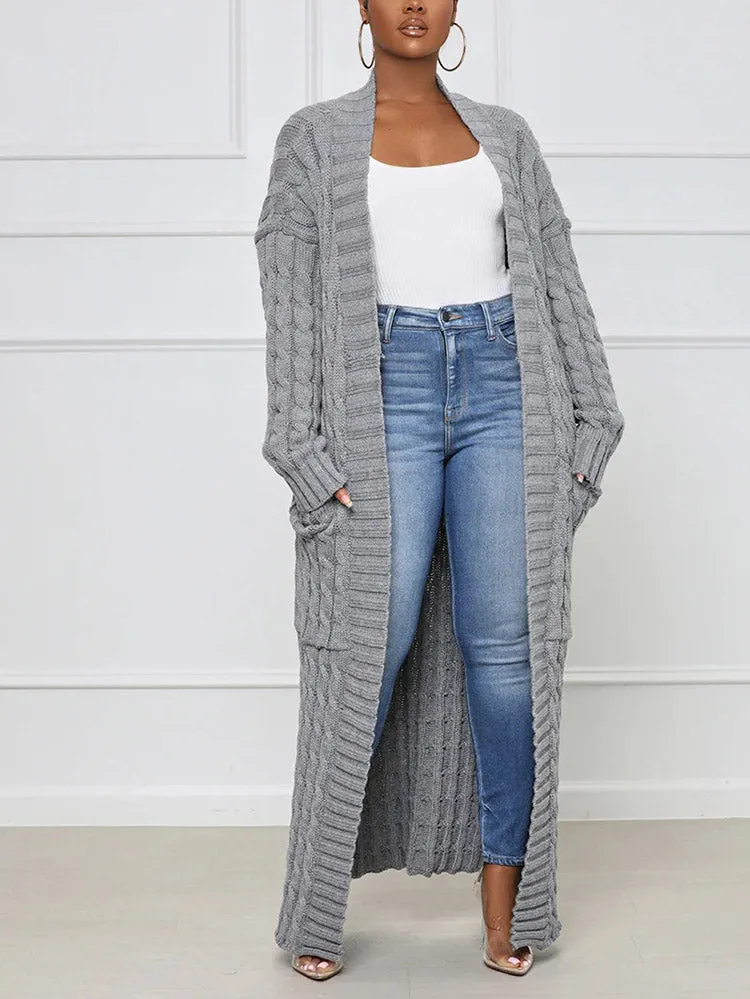 Knitted Solid Graceful Open Front Cardigan