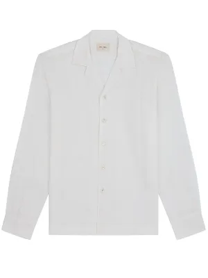 Long Sleeve Camp Collar Shirt - White