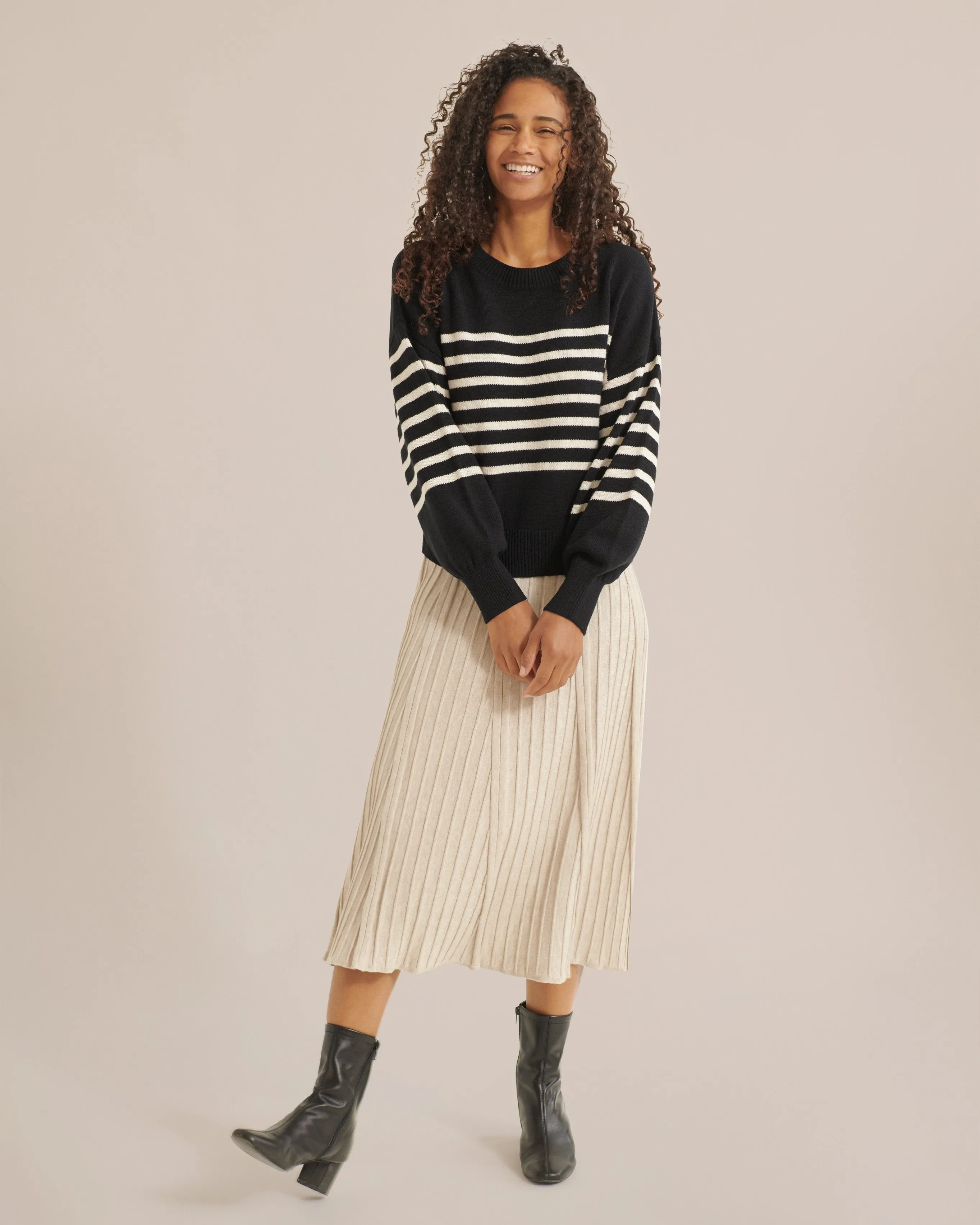 Mae Billow Sleeve Striped Sweater