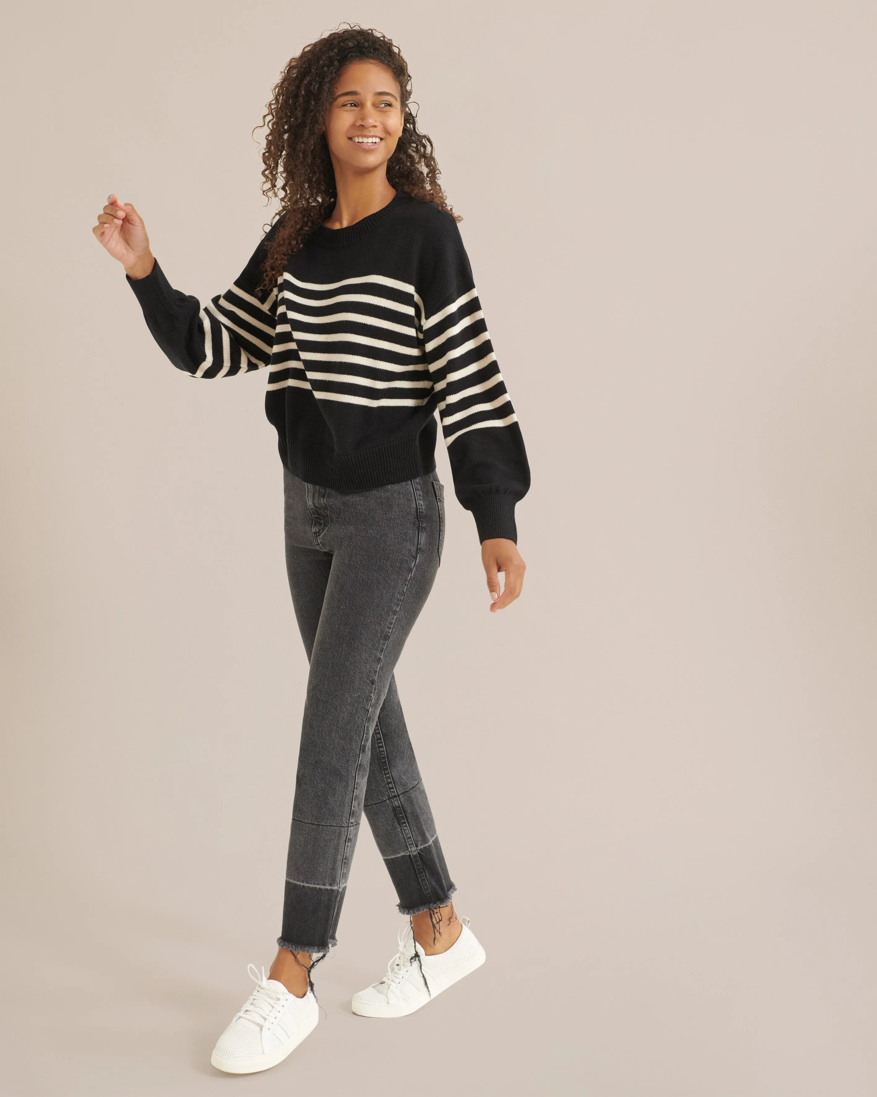 Mae Billow Sleeve Striped Sweater