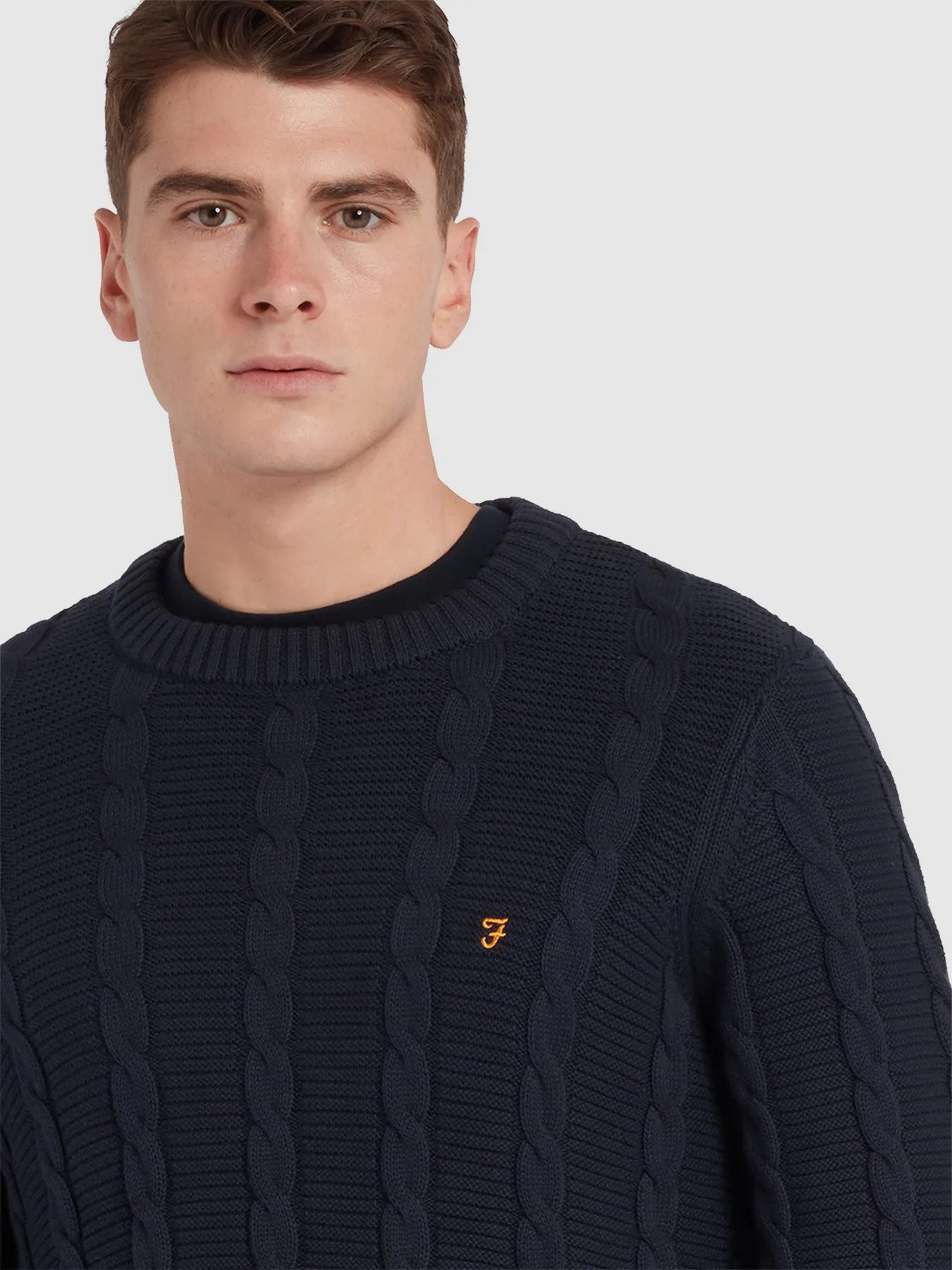 Mendon Cable Knit Sweater In True Navy