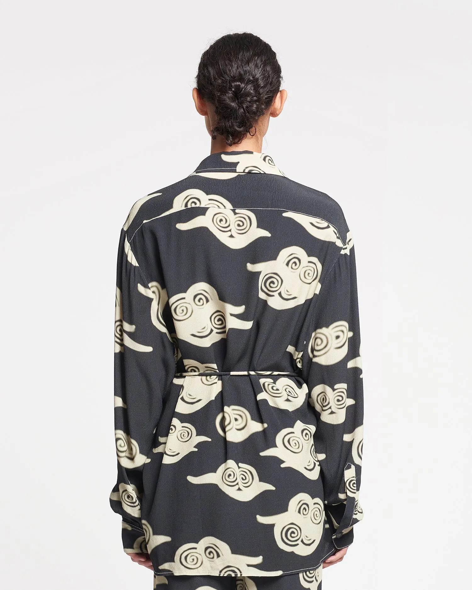 Metta - Printed Crepe Shirt Dress - Cloud Black/Creme