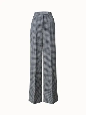 Microcheck Wool Wide Leg Pants