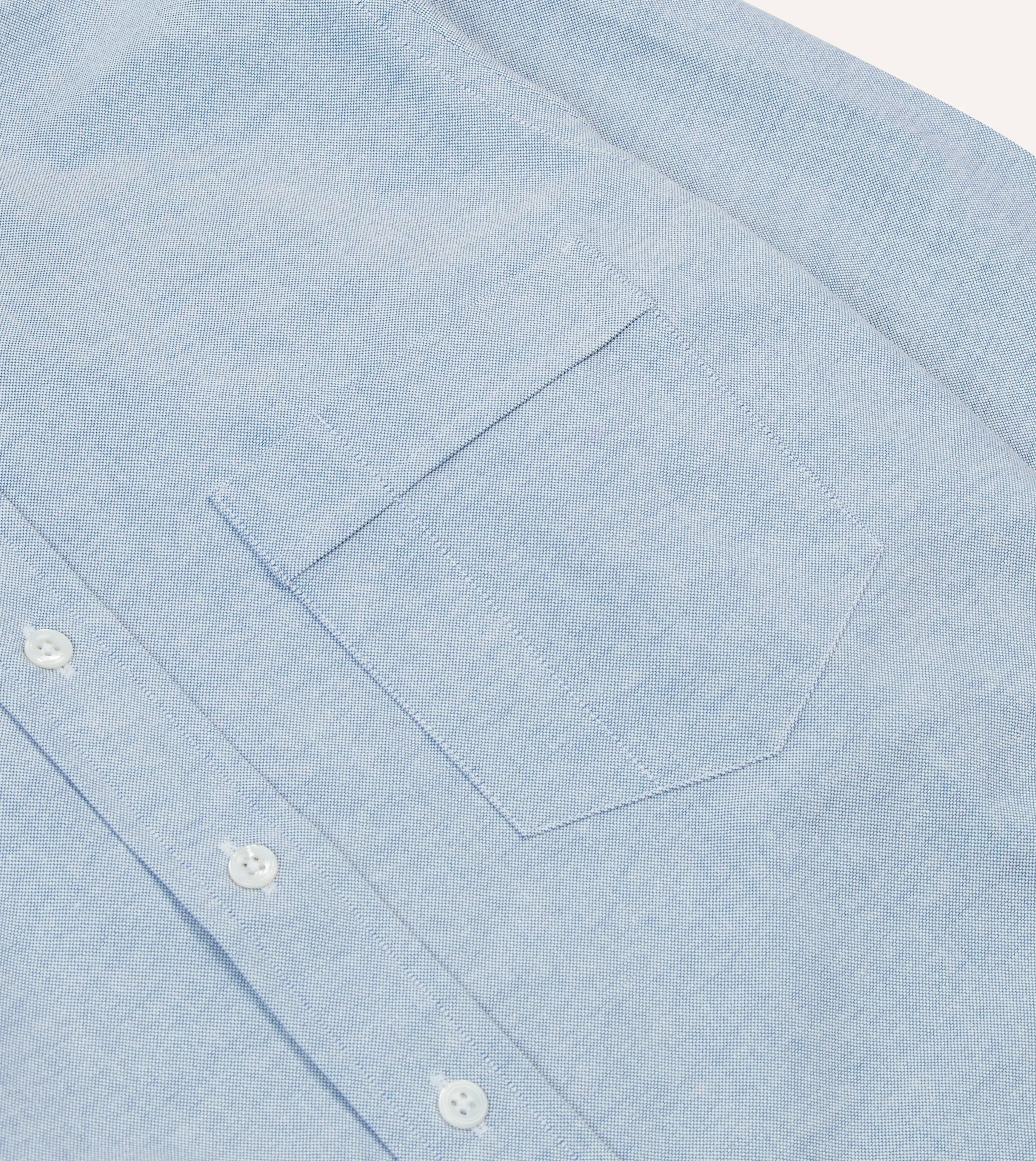 Mid-Blue Cotton Oxford Cloth Button-Down Shirt