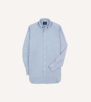 Mid-Blue Cotton Oxford Cloth Button-Down Shirt