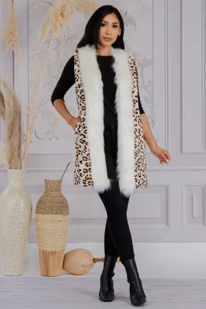 MS0198 - LEOPARD FAUX FUR TRIM VEST