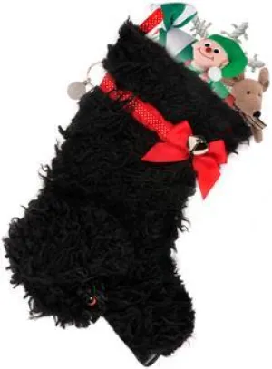 "Curly" Black Dog Decorative Dog Christmas Stocking